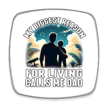 My Biggest Reason for Living nennt mich Papa - Viereckiger Kühlschrankmagnet - Weiß - Vorne