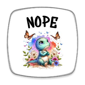 Dinosaur Saying Nope for Boys and Girls - Square fridge magnet - white - Front