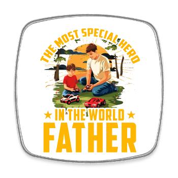 The most special Hero in the World Father - Square fridge magnet - white - Front