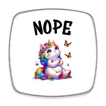 Licorne disant non Garçon et fille Créature mythique - Magnet carré - blanc - Devant
