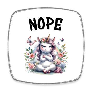 Einhorn Spruch Nope Jungen und Mädchen Fabelwesen - Viereckiger Kühlschrankmagnet - Weiß - Vorne