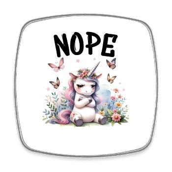 Einhorn Spruch Nope Jungen und Mädchen Fabelwesen - Viereckiger Kühlschrankmagnet - Weiß - Vorne