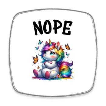 Einhorn Spruch Nope Jungen und Mädchen Fabelwesen - Viereckiger Kühlschrankmagnet - Weiß - Vorne