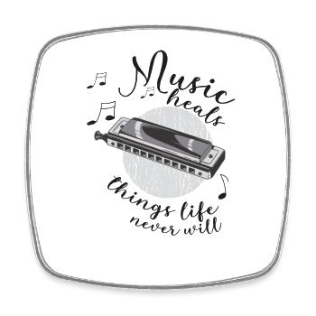 Harmoniciste Musicien Harmonica - Magnet carré - blanc - Devant