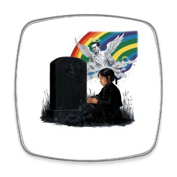 Daughter Dad Mourning Angel - Square fridge magnet - white - Front