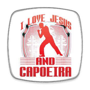 J’aime Jésus et la capoeira - Magnet carré - blanc - Devant
