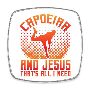 Capoeira and Jesus that's al I need - Square fridge magnet - white - Front