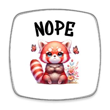 Panda roux Drôle de dicton Nope Renard de Feu - Magnet carré - blanc - Devant