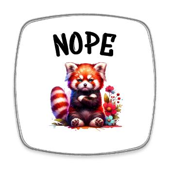 Panda roux Drôle de dicton Nope Renard de Feu - Magnet carré - blanc - Devant