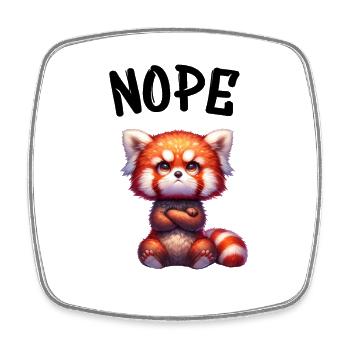 Panda roux Drôle de dicton Nope Renard de Feu - Magnet carré - blanc - Devant