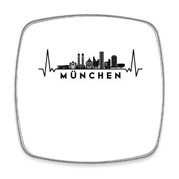 Herzschlag Skyline Deutschland Munich-München - Viereckiger Kühlschrankmagnet - Weiß - Vorne