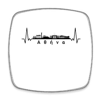 Heartbeat Skyline Greece Athens - Square fridge magnet - white - Front