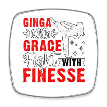 Ginga mit Anmut, Kampf mit Finesse - Viereckiger Kühlschrankmagnet - Weiß - Vorne