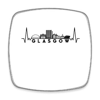 Herzschlag Skyline UK Glasgow - Viereckiger Kühlschrankmagnet - Weiß - Vorne
