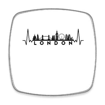 Herzschlag Skyline UK London - Viereckiger Kühlschrankmagnet - Weiß - Vorne