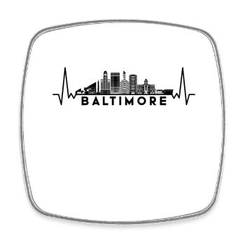 Herzschlag Skyline USA Baltimore - Viereckiger Kühlschrankmagnet - Weiß - Vorne