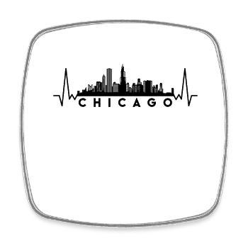 Herzschlag Skyline USA Chicago - Viereckiger Kühlschrankmagnet - Weiß - Vorne