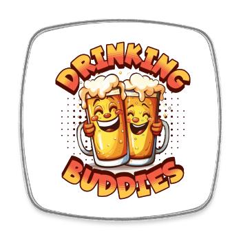 Beer Drinking Buddies Partnerlook Beer Mugs Funny - Square fridge magnet - white - Front