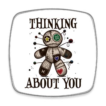 Thinking about you, Voodoo Doll - Square fridge magnet - white - Front