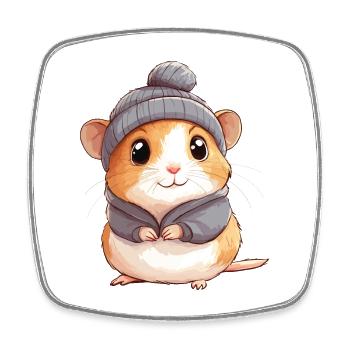 Hamster Süß Niedlich Baby Kinder Tier Cartoon - Viereckiger Kühlschrankmagnet - Weiß - Vorne