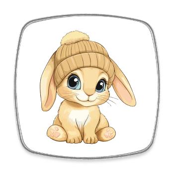 Hase Süß Niedlich Baby Kinder Tier Cartoon - Viereckiger Kühlschrankmagnet - Weiß - Vorne