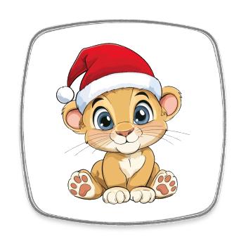 Lion Noël Mignon Noël Noël - Magnet carré - blanc - Devant