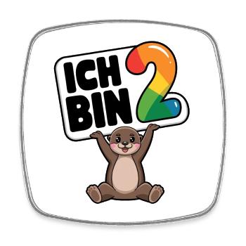 Ich bin 2 Jahre zweiter Geburtstag - Viereckiger Kühlschrankmagnet - Weiß - Vorne