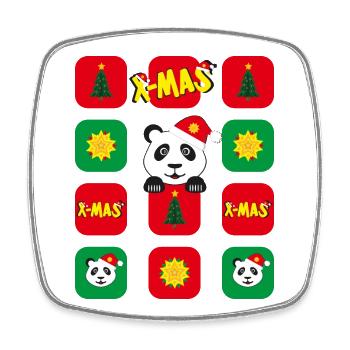 Panda mit Weihnachts-Apps, lustiger Hingucker. - Viereckiger Kühlschrankmagnet - Weiß - Vorne