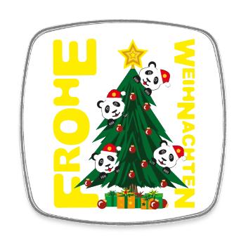 Frohe Weihnachten mit der Panda Familie. - Viereckiger Kühlschrankmagnet - Weiß - Vorne