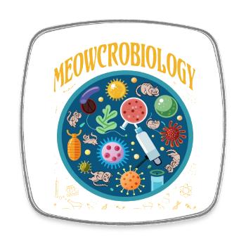 Meowcrobiology - Square fridge magnet - white - Front