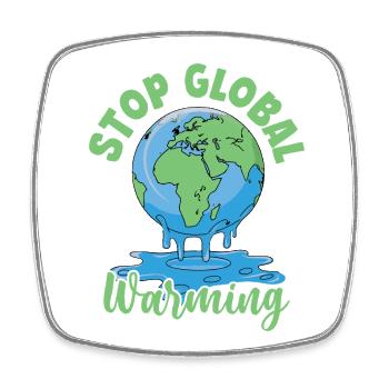 Stoppt die globale Erwärmung - Viereckiger Kühlschrankmagnet - Weiß - Vorne