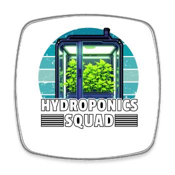 Hydroponics Squad - Square fridge magnet - white - Front