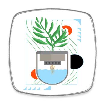 Hydroponics - Square fridge magnet - white - Front