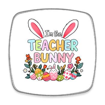I'm the teacher bunny - Square fridge magnet - white - Front