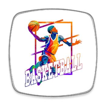 Basketball Basketballer Spieler Fan Vintage Retro - Viereckiger Kühlschrankmagnet - Weiß - Vorne