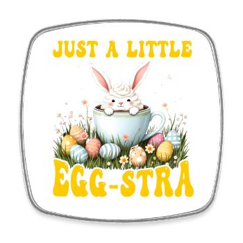 Nur ein bisschen Egg-stra - Viereckiger Kühlschrankmagnet - Weiß - Vorne