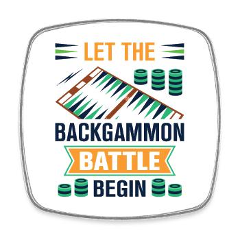Backgammon Spiel - Viereckiger Kühlschrankmagnet - Weiß - Vorne