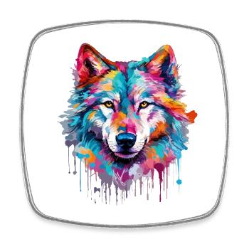 Wolf Wolfskopf Raubtier Wald Natur Wildnis Bunt - Viereckiger Kühlschrankmagnet - Weiß - Vorne