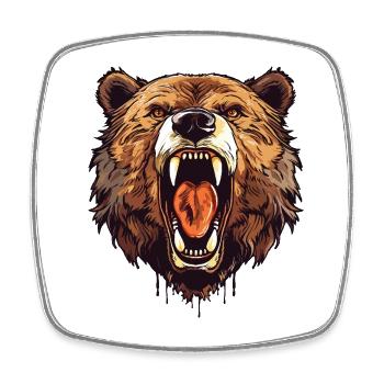 Grizzly Bear Roaring Bear Head Nature Wilderness Forest - Square fridge magnet - white - Front