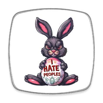 Lapin de Pâques Oeuf de Pâques je déteste les gens Lapin - Magnet carré - blanc - Devant