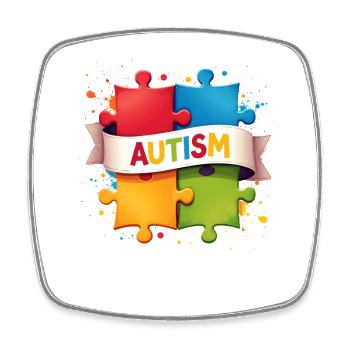 Autismus-Puzzle - Viereckiger Kühlschrankmagnet - Weiß - Vorne