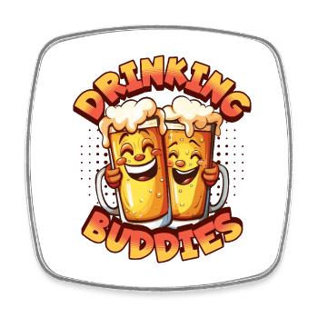 Beer Drinking Buddies Partnerlook Beer Mugs Funny - Square fridge magnet - white - Front