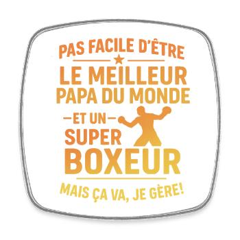 Papa boxeur cadeau fête des pères Noël Boxe - Magnet carré - blanc - Devant