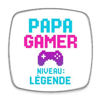 Papa GAMER Niveau : Légende cadeau fête des pères - Magnet carré - blanc - Devant