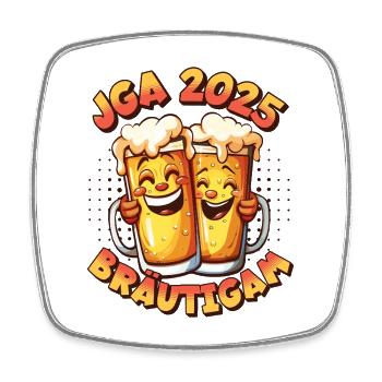 JGA 2025 Bräutigam Bier Alkohol Saufen Lustig - Viereckiger Kühlschrankmagnet - Weiß - Vorne