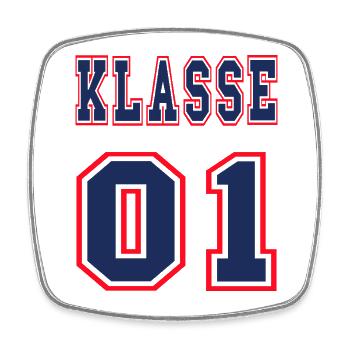 KLASSE 1 - Erstklässler Einschulung + Wunschname - Viereckiger Kühlschrankmagnet - Weiß - Vorne
