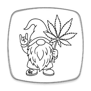 Süßer Hanf Gnom/Zwerg mit Cannabisblatt - Viereckiger Kühlschrankmagnet - Weiß - Vorne
