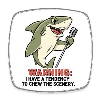 Requin de scène - Magnet carré - blanc - Devant