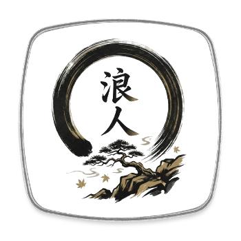 Ronin im Enso-Kreis - Viereckiger Kühlschrankmagnet - Weiß - Vorne