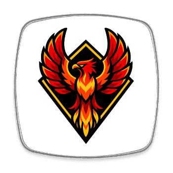 Fire Phoenix in Diamond Shield - Square fridge magnet - white - Front